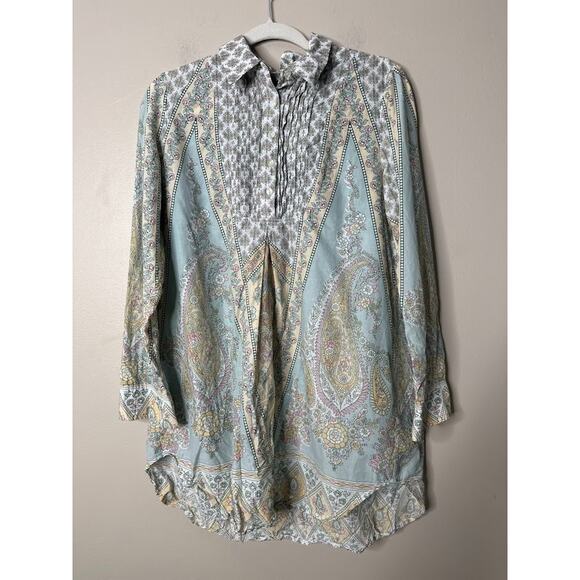 Soft Surroundings Paisley Floral Cotton Voile Tabitha Tunic Top Boho Medium - Picture 2 of 9